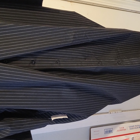 Italian Black Pinstripe Oversized Shirt Dress By Amici For Baci - Picture 4 of 7